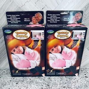 2 Pairs Toasty Hands Microwavable Mittens (1 PINK, 1 BLUE) by Comfort Pedic NWT